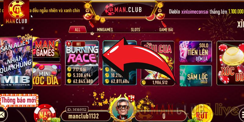 Bạn có thể tải game Burning race Slots Man Club về điện thoại để tham gia chơi
