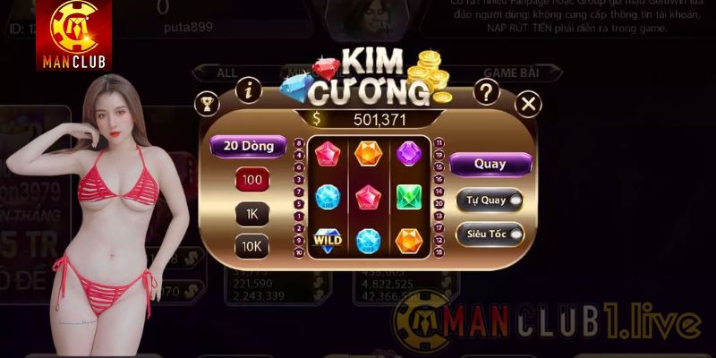 Chơi Kim Cương Slots online đổi thưởng lớn tại ManClub1.Live